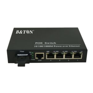Netlink 4 Port Gigabit Poe Fiber Media Converter Poe Splitter